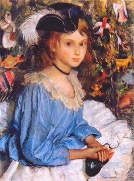 katya in blue dress by christmas tree beautiful woman lady Oil Paintings